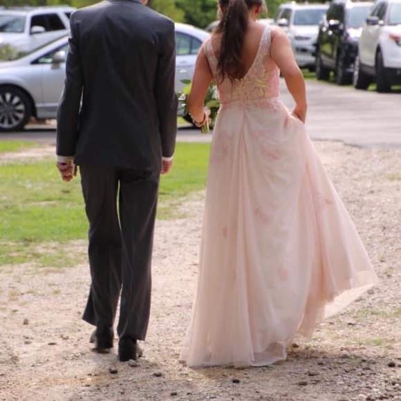 Iridescent Pink and Ivory Prom Dress Size 0 - Picture 7 of 12